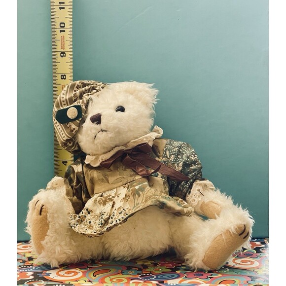 VTG 1996 Pickford Brass Button Bear Opal Stuffed Animal w/ Outfit & Hat - Picture 4 of 7